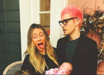 Banks Violet Bair with her parents Hilary Duff and Matthew Koma. mother, father, parents, family